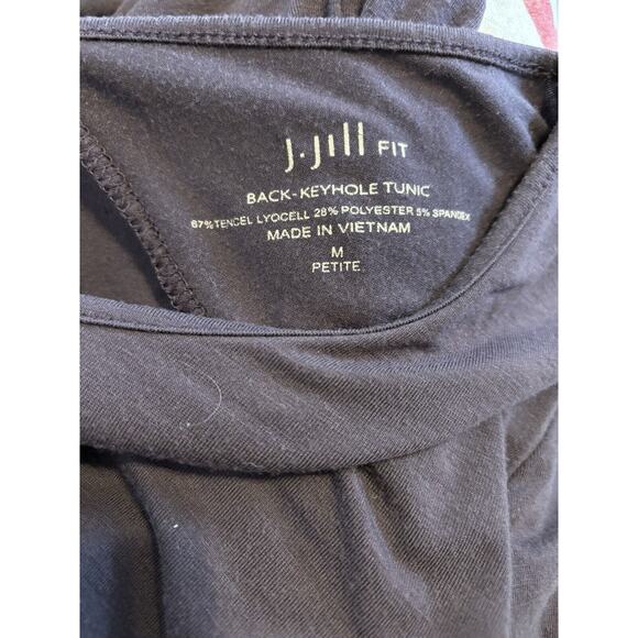 J Jill Womens Blouse Petite Medium Purple Back Keyhole Tunic Pockets Long Sleeve - Picture 5 of 6